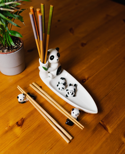 Porcelain Panda Serving Plate | Chopstick Holder