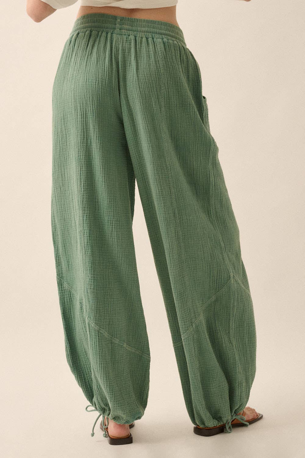 Mineral Washed Crinkle Cotton Parachute Pants