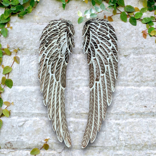 Pair of Hand-Carved Wood Wall Angel Wings