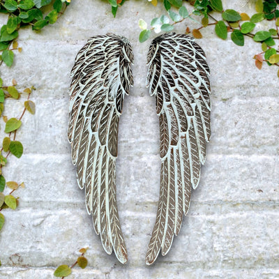 Pair of Hand-Carved Wood Wall Angel Wings