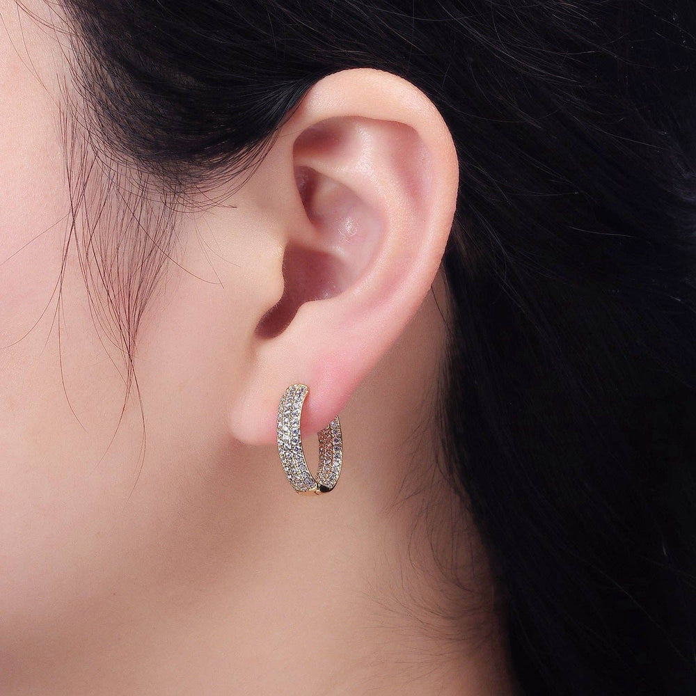 14K Gold Filled Clear CZ Front-Facing Hoop Earrings