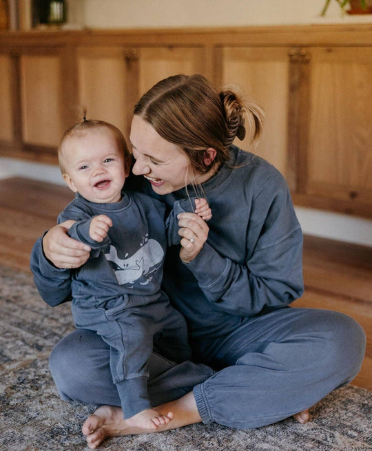 Moonstone Whale Organic Cozy Graphic Sweatshirt & Jogger Set