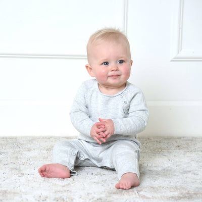 Gray Raglan Knit Romper