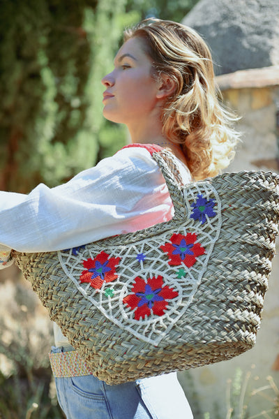 Fun Colorful Woven Beach Bag