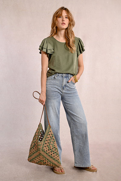 Sage and Orange Crocheted Bag