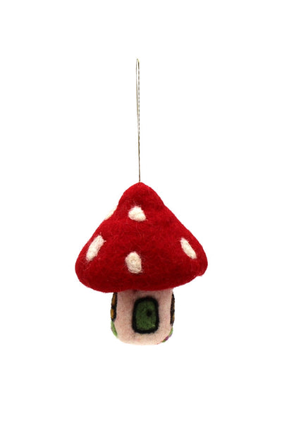 Felt Mushroom House Ornament