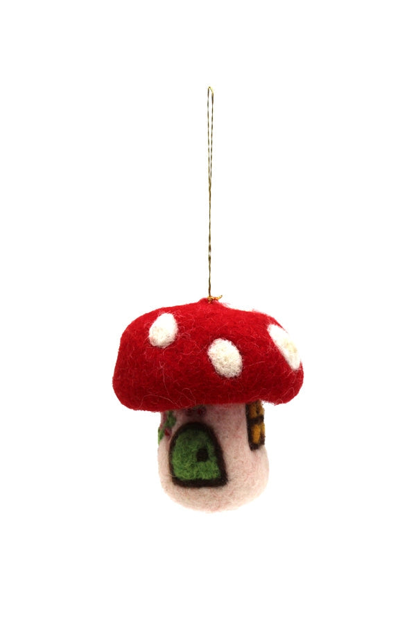 Felt Mushroom House Ornament