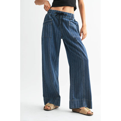 Denim Striped Relaxed Fit Pants