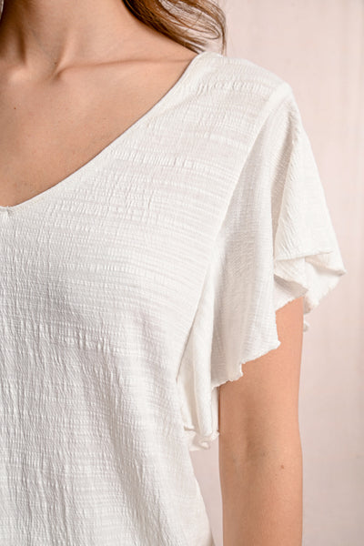 Ruffle Detail Tees in Two Colors
