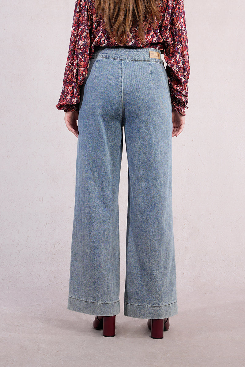 Light Wash Denim Wide Leg Jeans