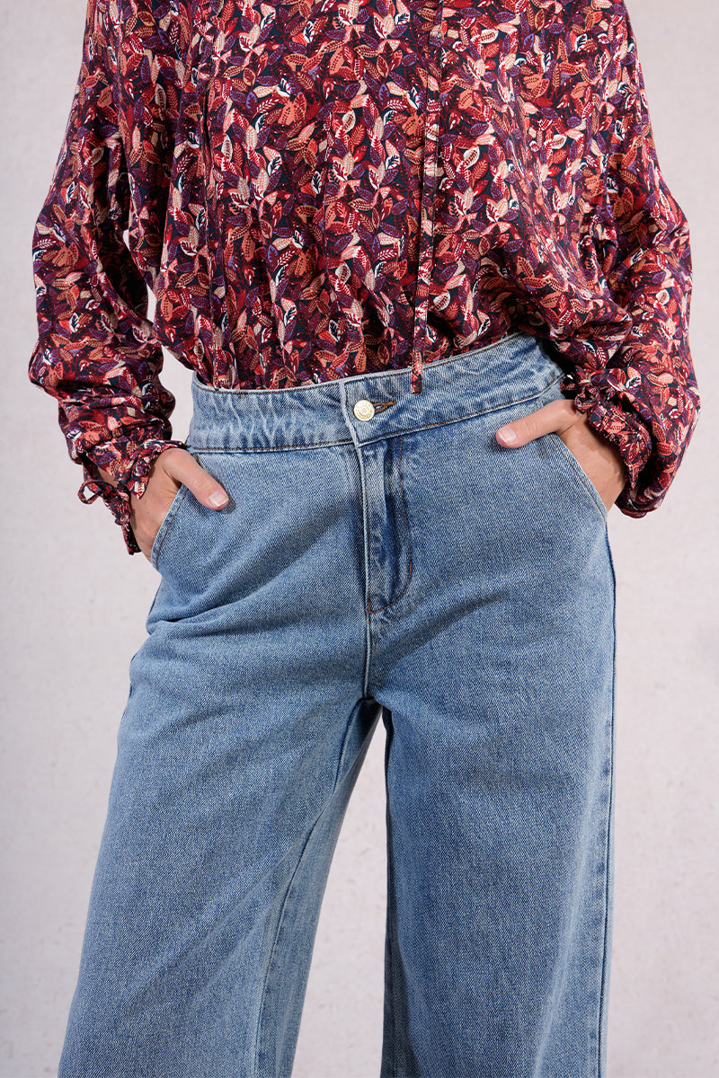 Light Wash Denim Wide Leg Jeans