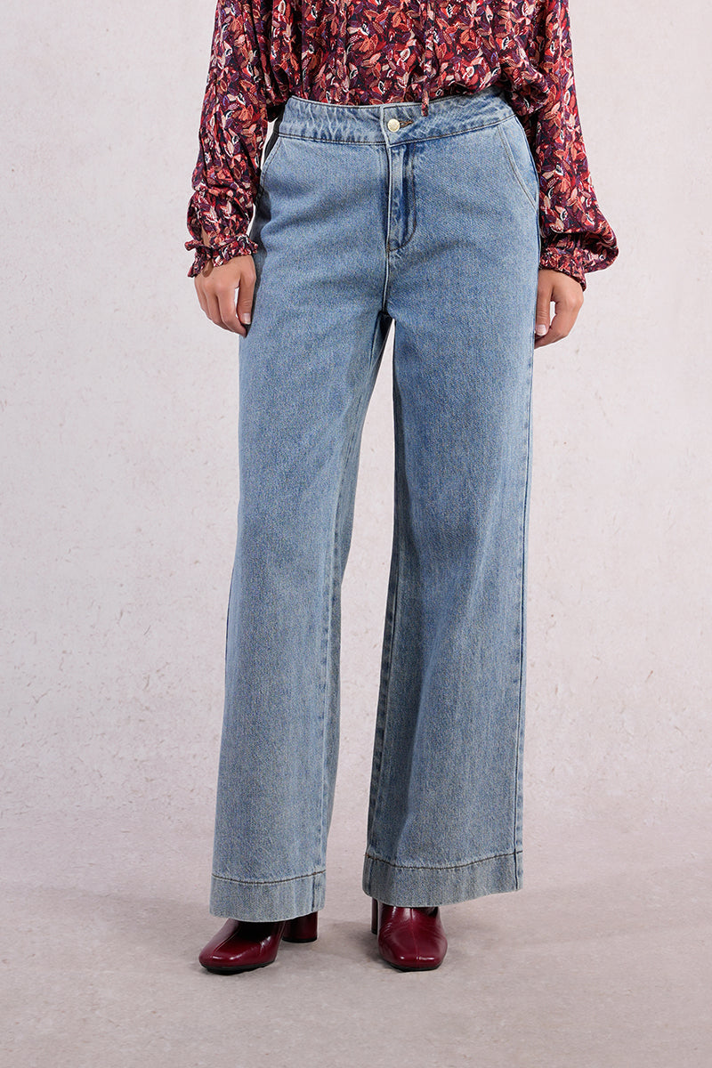 Light Wash Denim Wide Leg Jeans