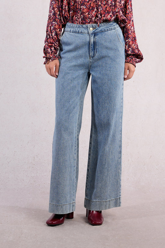 Light Wash Denim Wide Leg Jeans
