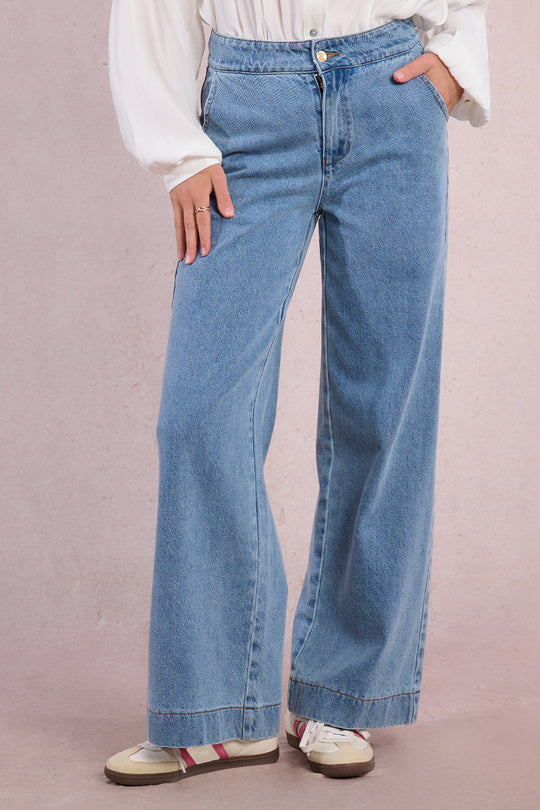 Light Wash Denim Wide Leg Jeans