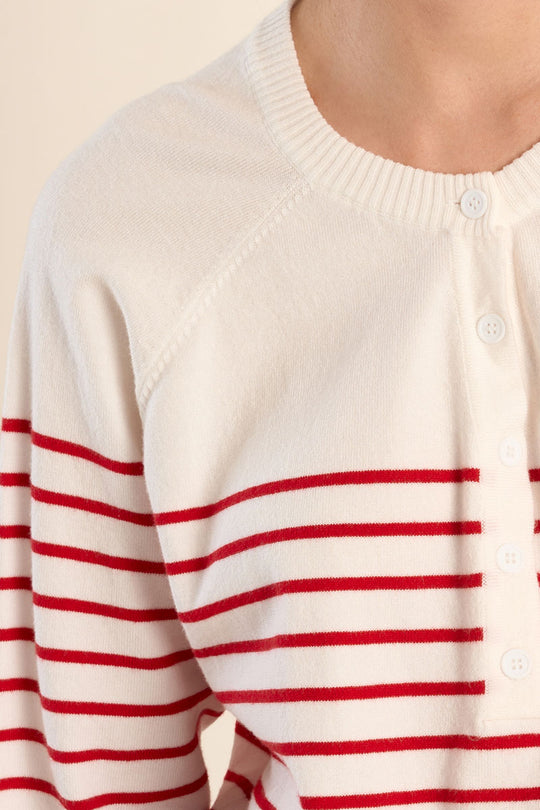 Red Striped Henley Sweater