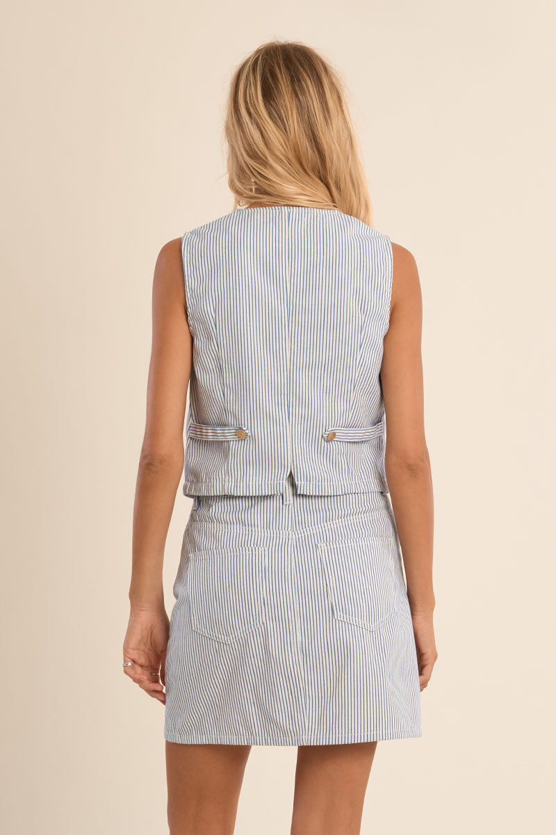 Pinstripe Vest with Gold Buttons