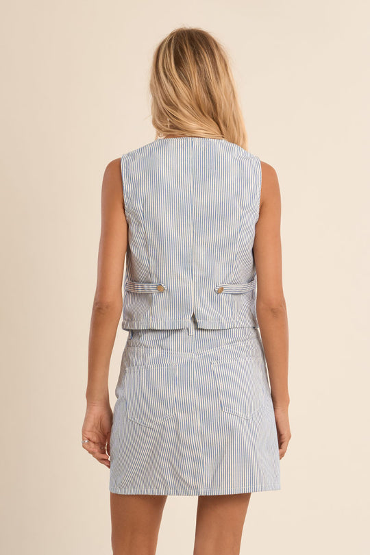Pinstripe Vest with Gold Buttons