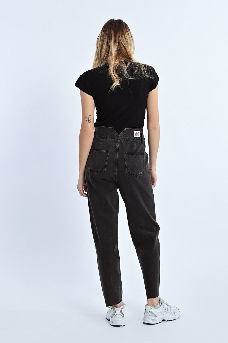 Black Tapered High Rise Jeans