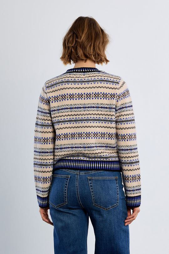 Button Down Blue and Ivory Cardigan