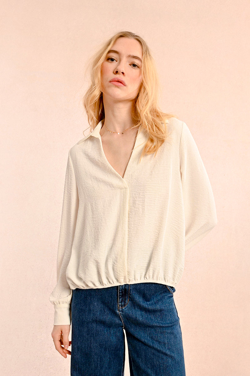 Ladies Woven Blouse in Off White