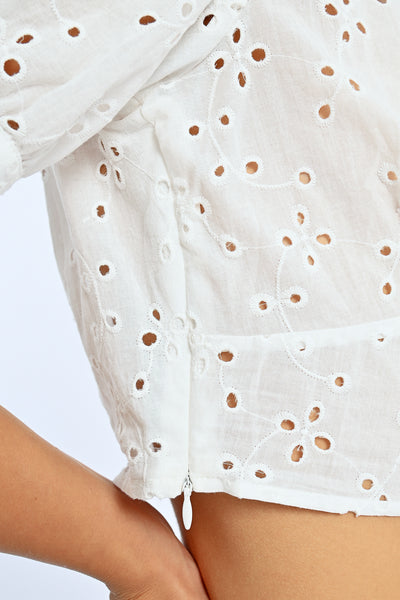 White Pointelle Crop Top