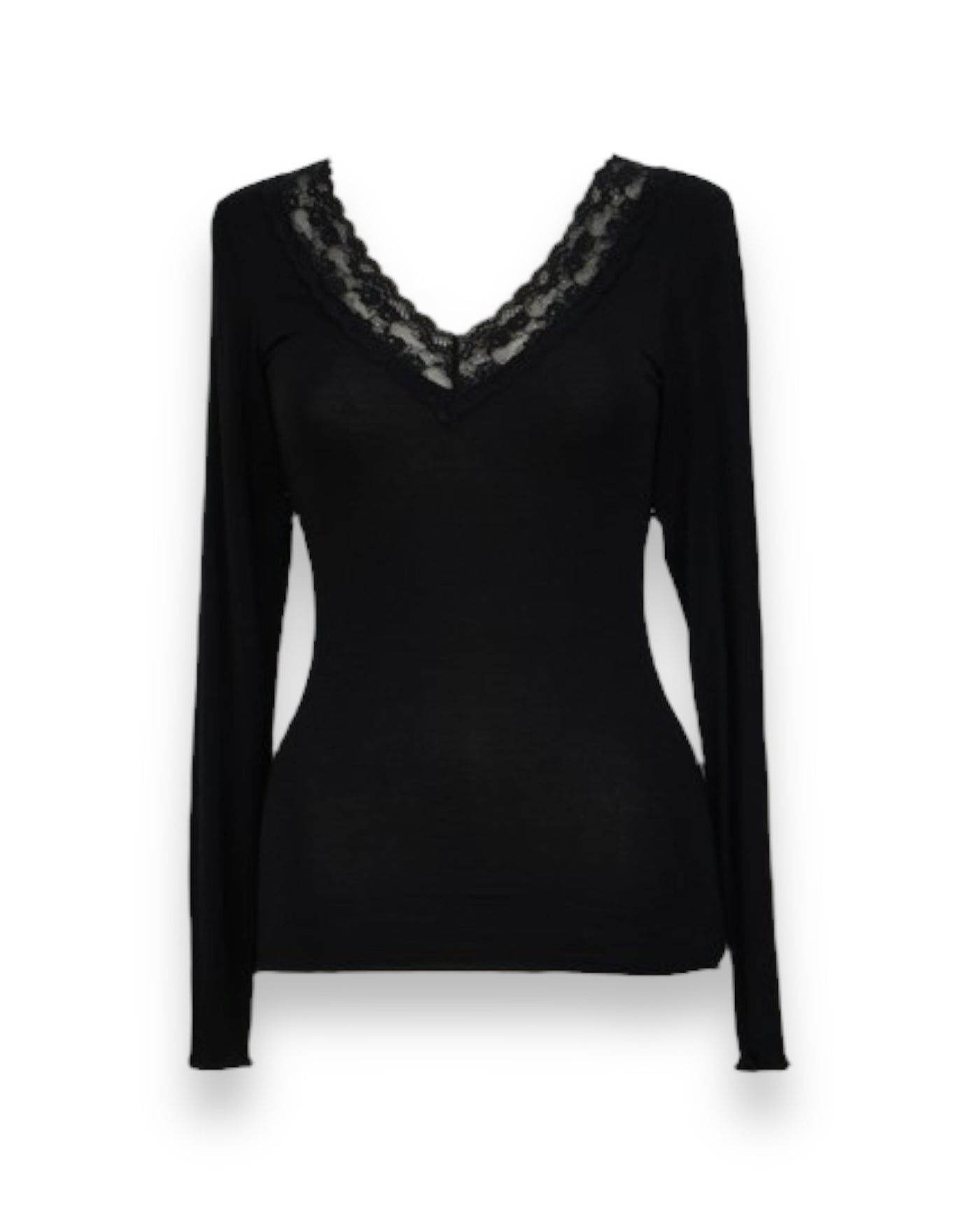Molly Bracken Black Layering Top With Simple Lace Accent - Simple Good