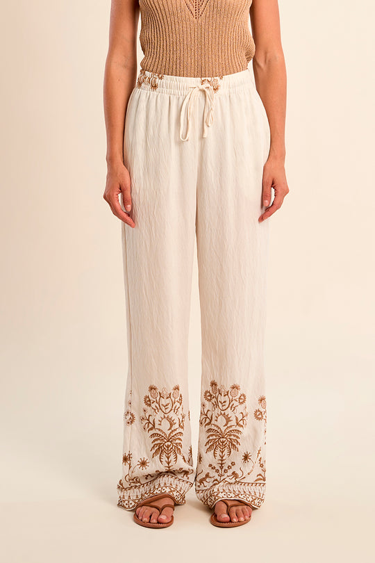 Summer Lightweight Floral Accent Pant