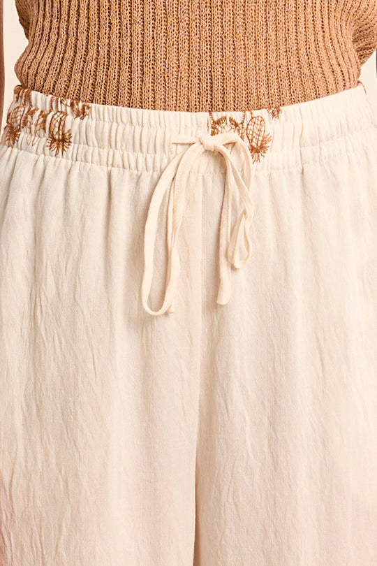 Summer Lightweight Floral Accent Pant