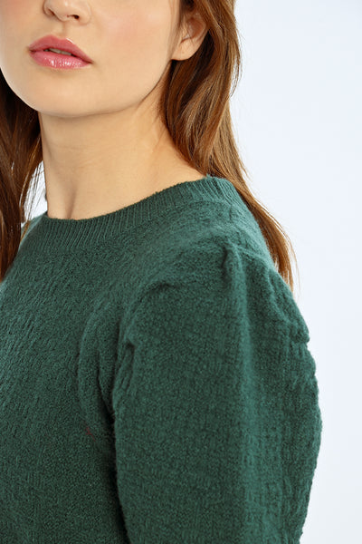 Ladies Woven Sweater in Dark Green