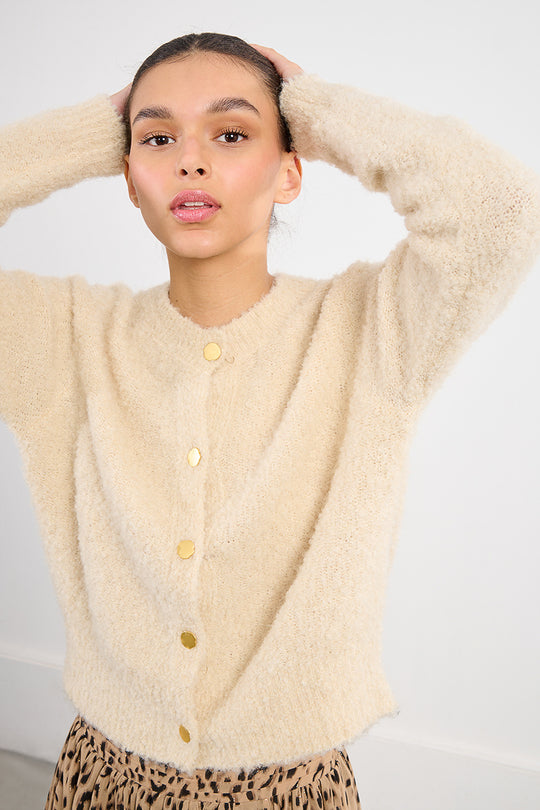 Cream Button Down Cardigan