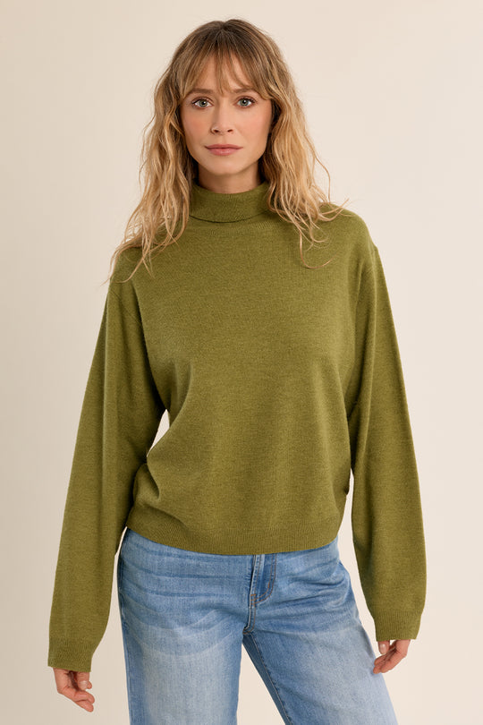 Olive Green Turtleneck Sweater