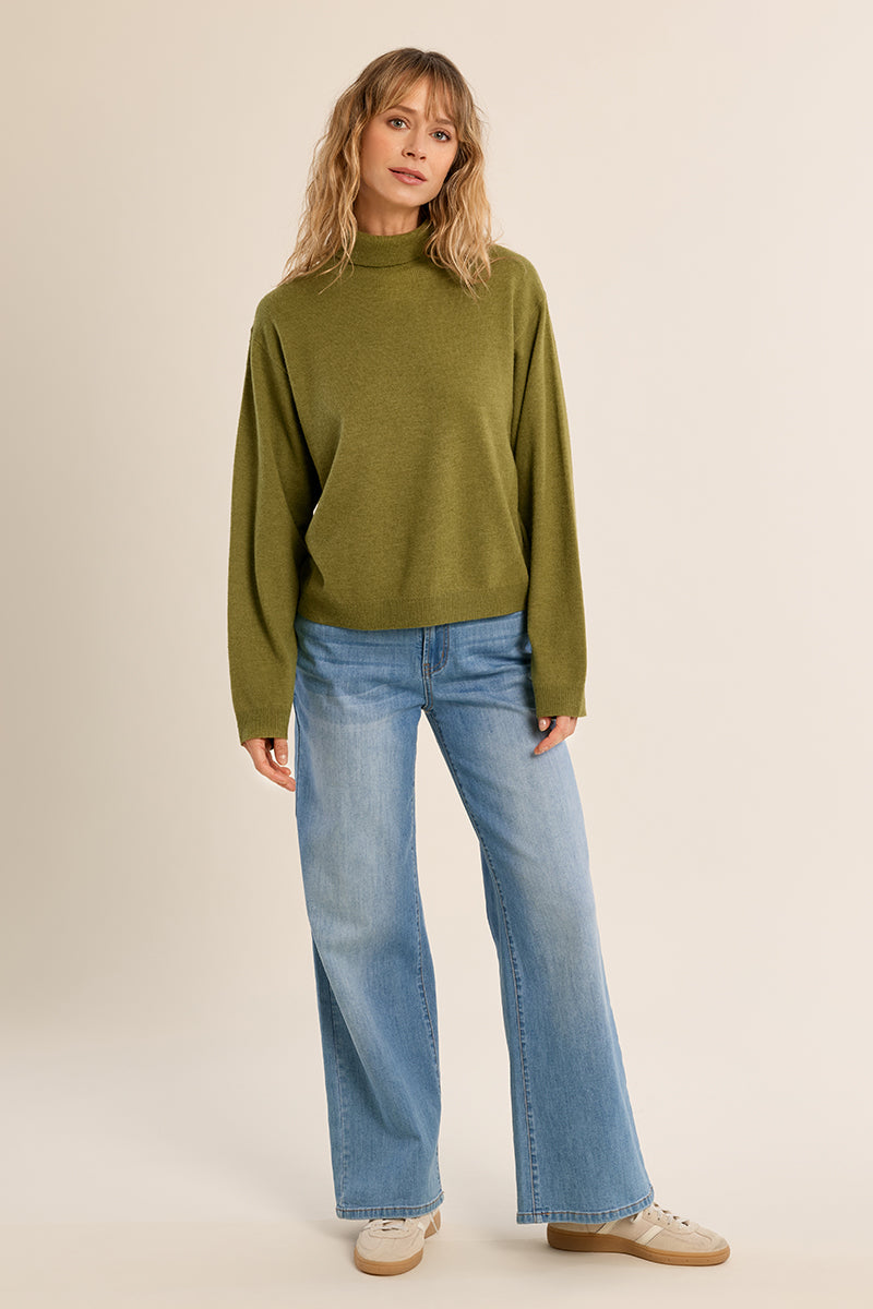 Olive Green Turtleneck Sweater