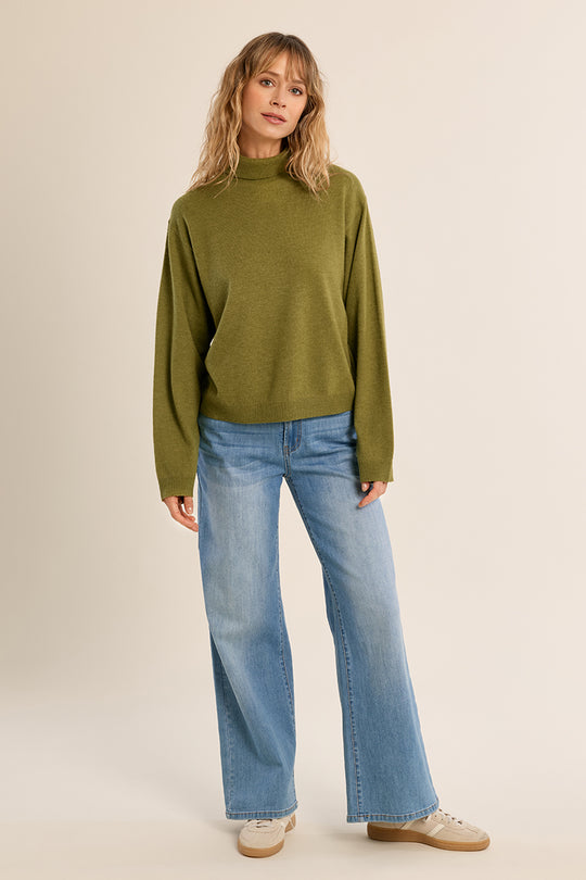 Olive Green Turtleneck Sweater