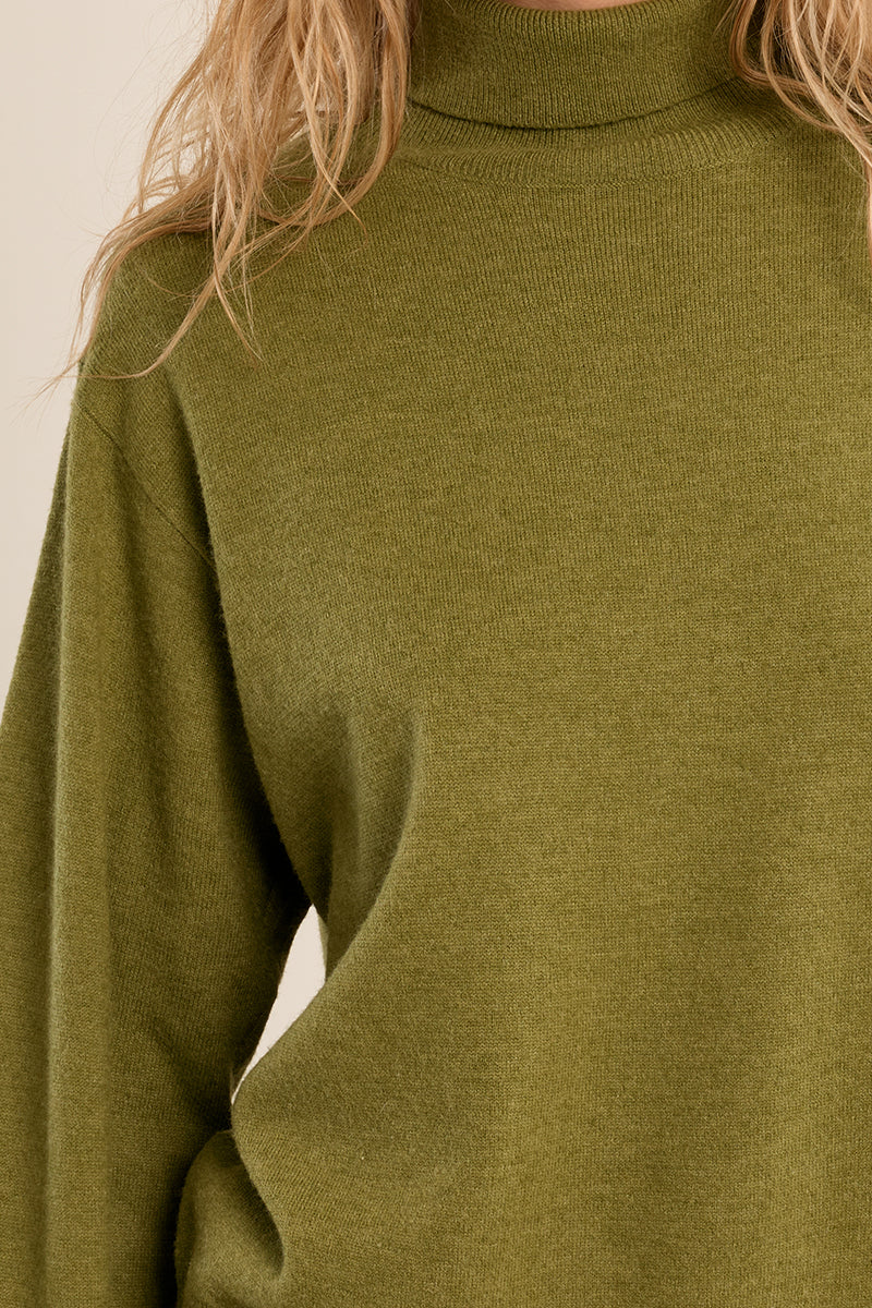 Olive Green Turtleneck Sweater