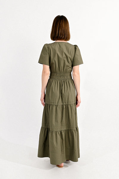 Molly Bracken Cotton Tiered Khaki Summer Maxi Dress - Simple Good