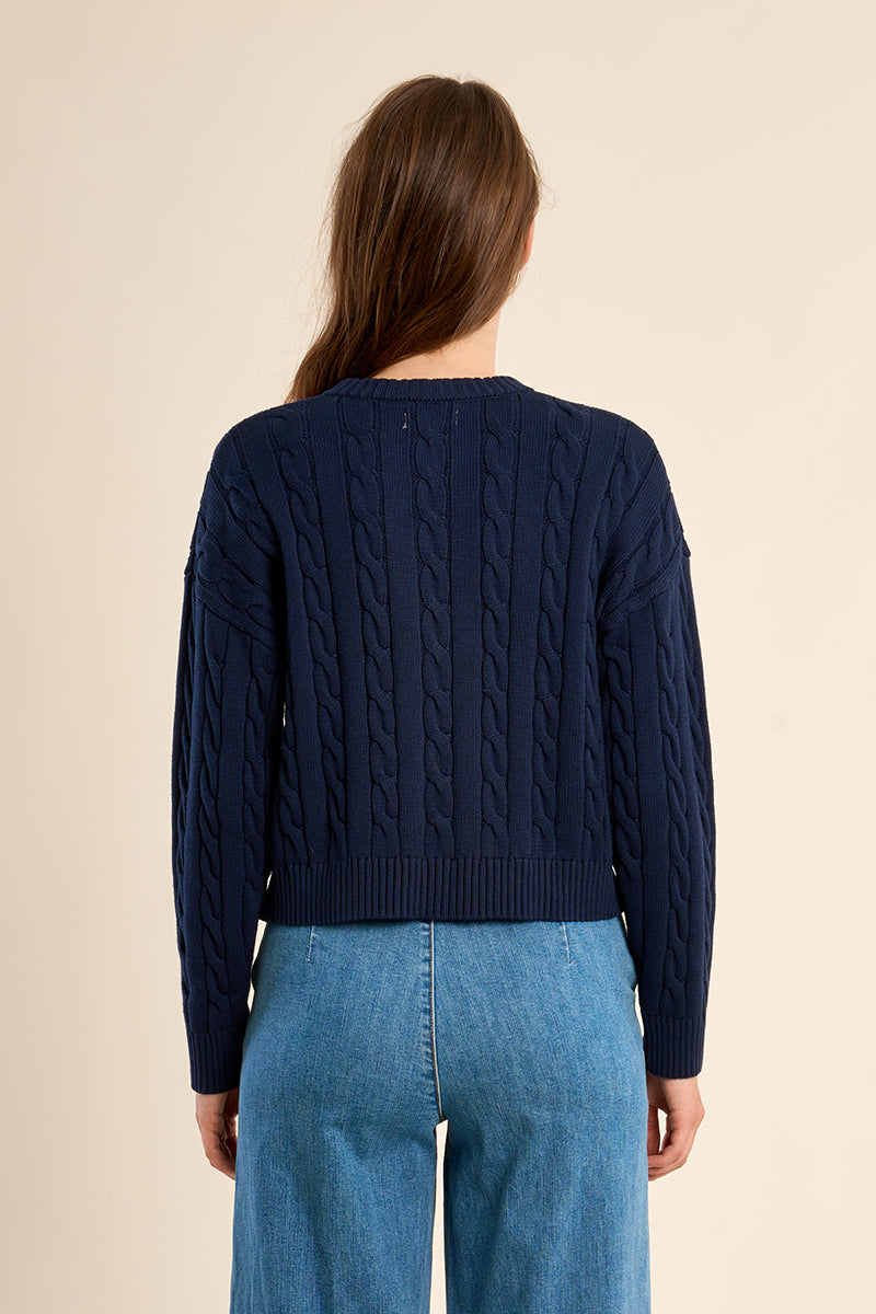 Classic Navy Cable Knit Cardigan