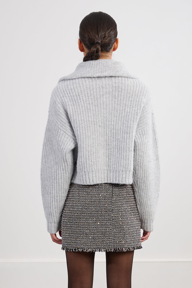 Large Collar Light Gray Sweater