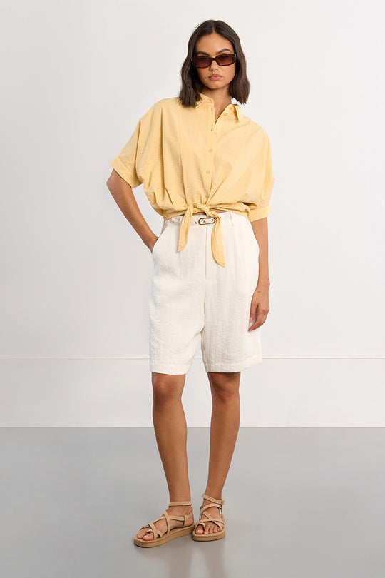 Button Down Tie at Waist Shirt