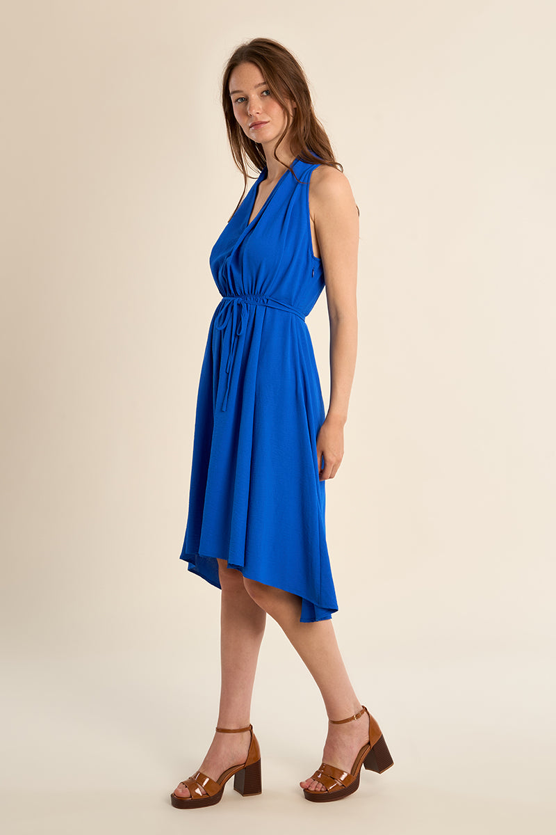 Cobalt Blue Halter Knee Length Dress