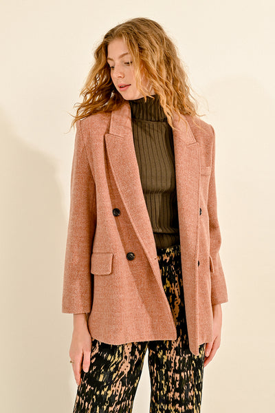 Ladies Woven Jacket in Old Pink