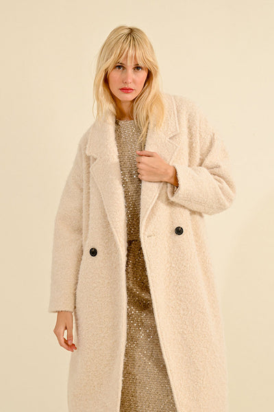 Ladies Woven Coat Cream