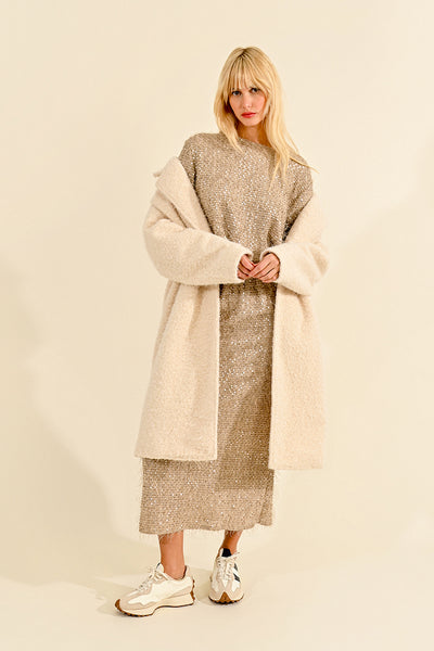 Ladies Woven Coat Cream