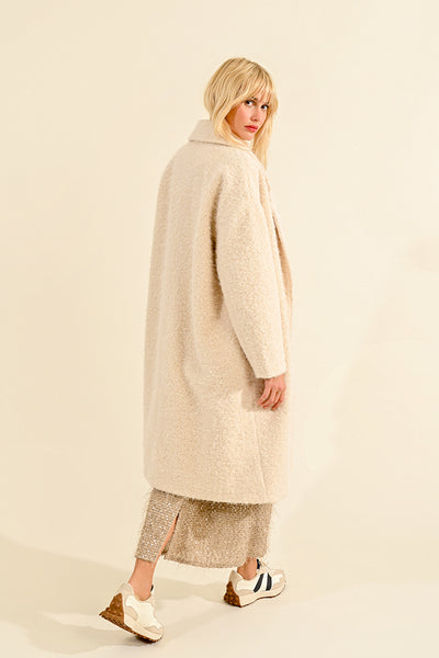 Ladies Woven Coat Cream