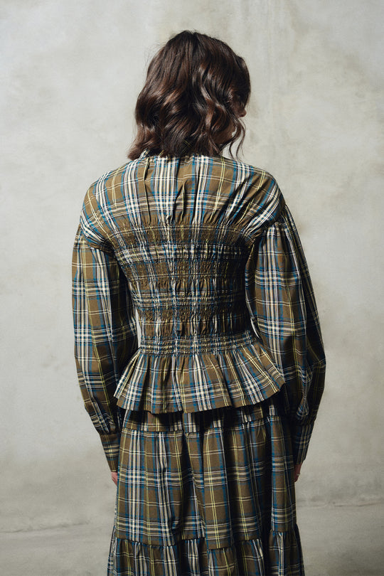 Plaid Smocked Top