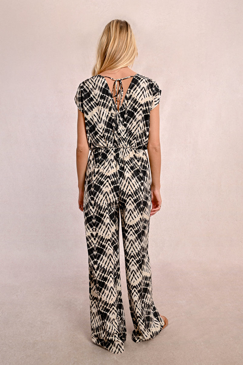 Beige and Black Jumpsuit