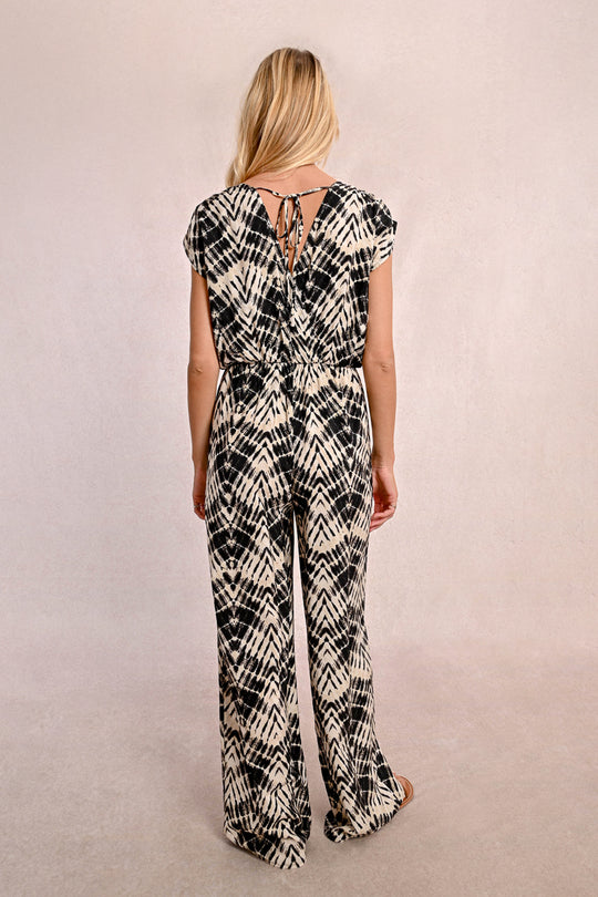 Beige and Black Jumpsuit