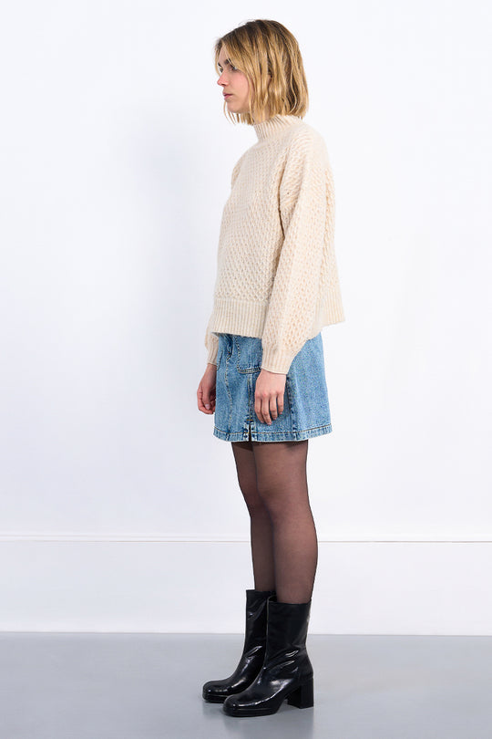 Beige Lattice Textured Sweater
