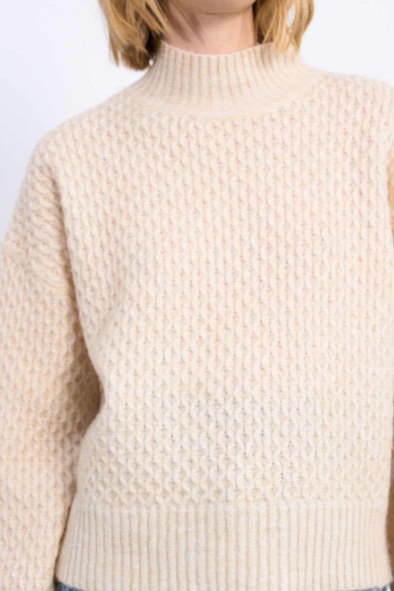 Beige Lattice Textured Sweater