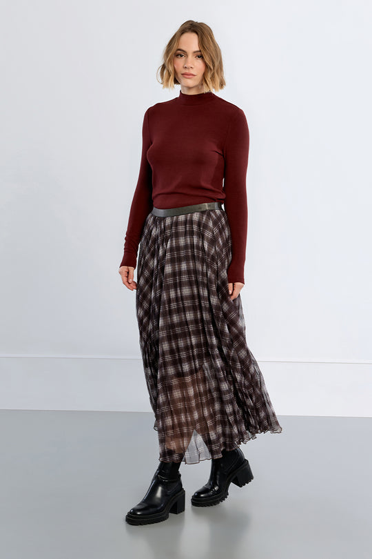 Chocolate Plaid Maxi Skirt