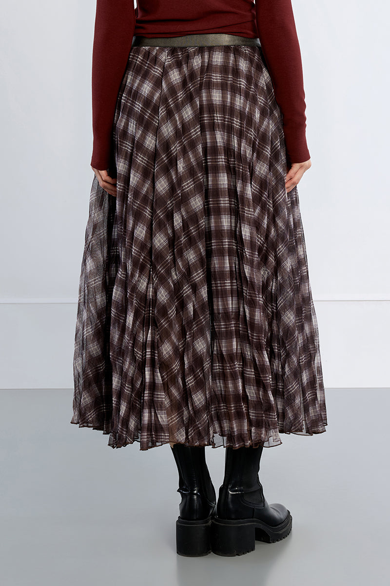 Chocolate Plaid Maxi Skirt